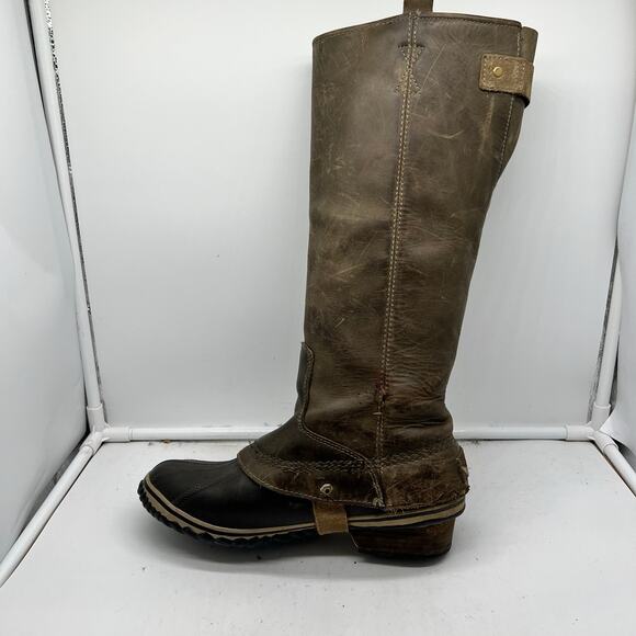 Sorel Slimpack Tall Leather Boots Womens 8 Riding Duck Snow Winter - Picture 2 of 11